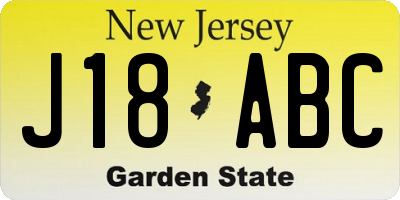 NJ license plate J18ABC