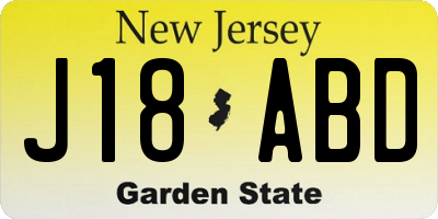 NJ license plate J18ABD
