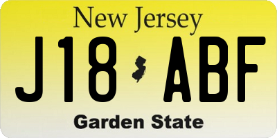 NJ license plate J18ABF