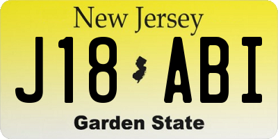 NJ license plate J18ABI