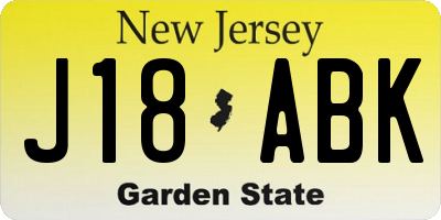 NJ license plate J18ABK