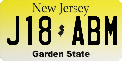 NJ license plate J18ABM