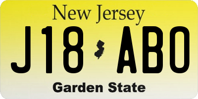 NJ license plate J18ABO