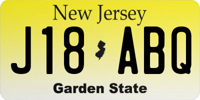 NJ license plate J18ABQ