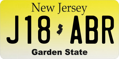 NJ license plate J18ABR