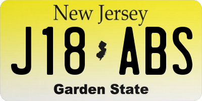 NJ license plate J18ABS