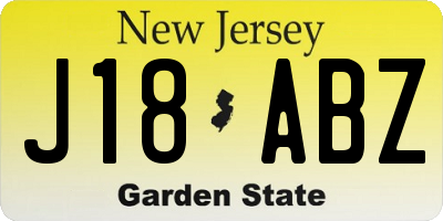 NJ license plate J18ABZ