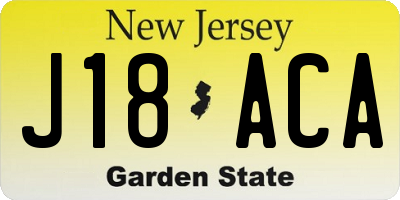 NJ license plate J18ACA