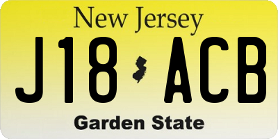 NJ license plate J18ACB