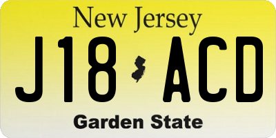 NJ license plate J18ACD