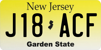 NJ license plate J18ACF