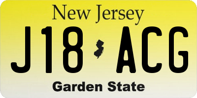 NJ license plate J18ACG