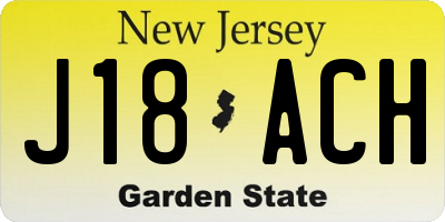 NJ license plate J18ACH