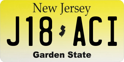 NJ license plate J18ACI