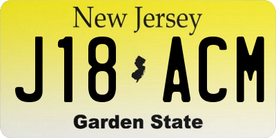 NJ license plate J18ACM