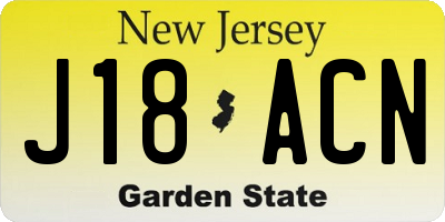 NJ license plate J18ACN