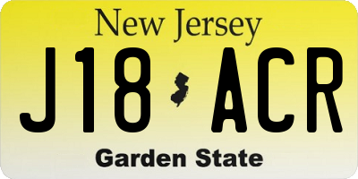 NJ license plate J18ACR