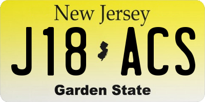 NJ license plate J18ACS