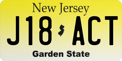 NJ license plate J18ACT