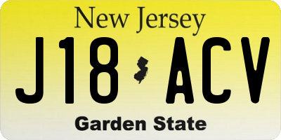 NJ license plate J18ACV