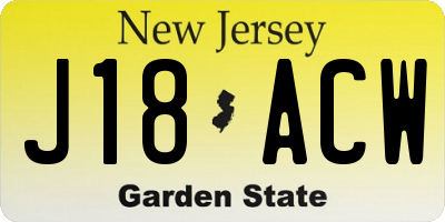NJ license plate J18ACW