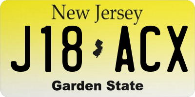 NJ license plate J18ACX