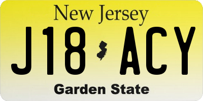 NJ license plate J18ACY