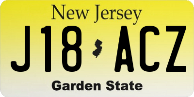 NJ license plate J18ACZ