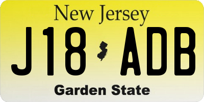 NJ license plate J18ADB