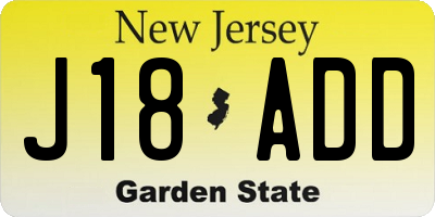 NJ license plate J18ADD