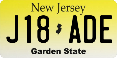 NJ license plate J18ADE