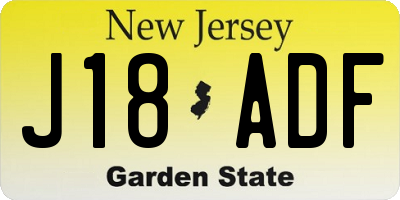 NJ license plate J18ADF
