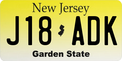 NJ license plate J18ADK