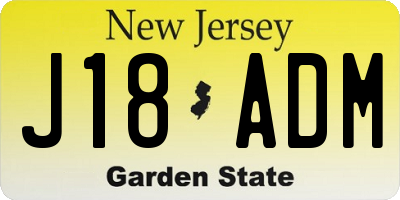 NJ license plate J18ADM