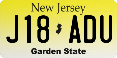NJ license plate J18ADU