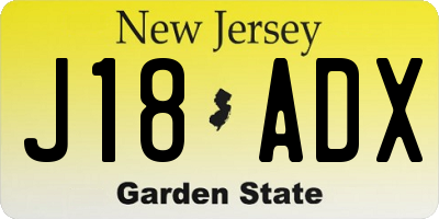 NJ license plate J18ADX