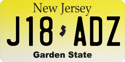 NJ license plate J18ADZ