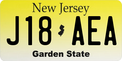 NJ license plate J18AEA