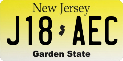 NJ license plate J18AEC