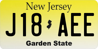 NJ license plate J18AEE