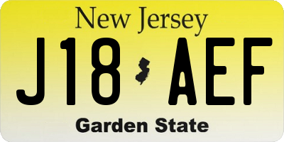 NJ license plate J18AEF