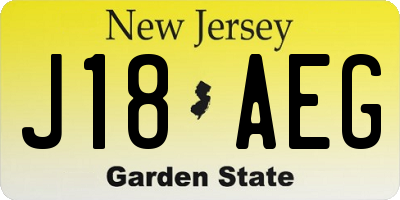 NJ license plate J18AEG