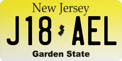 NJ license plate J18AEL