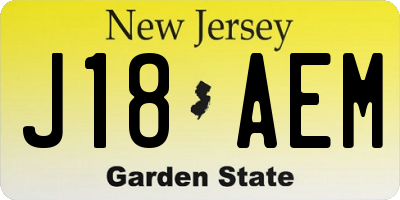 NJ license plate J18AEM