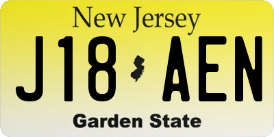 NJ license plate J18AEN