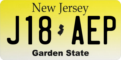 NJ license plate J18AEP