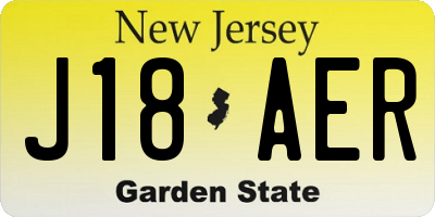NJ license plate J18AER