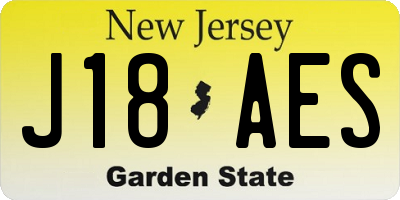 NJ license plate J18AES