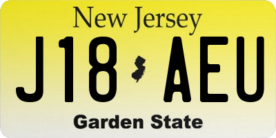 NJ license plate J18AEU