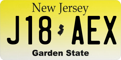 NJ license plate J18AEX